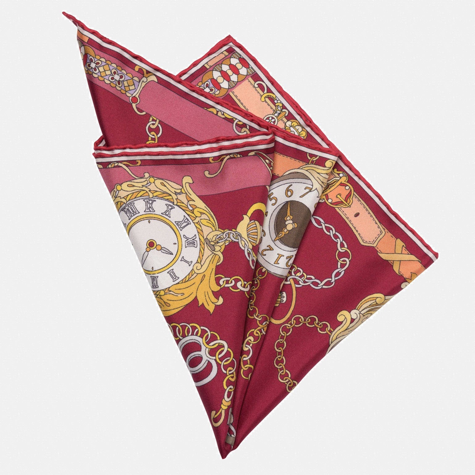 Like Clockwork - Silk Pocket Square - Cerise - My Men's Shop