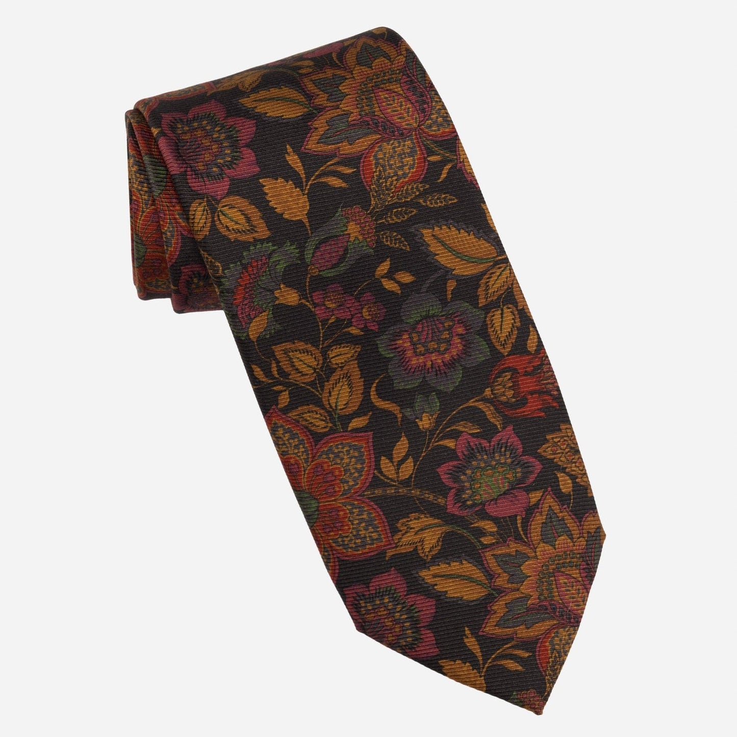 Calvino - Printed Madder Silk Tie - Black