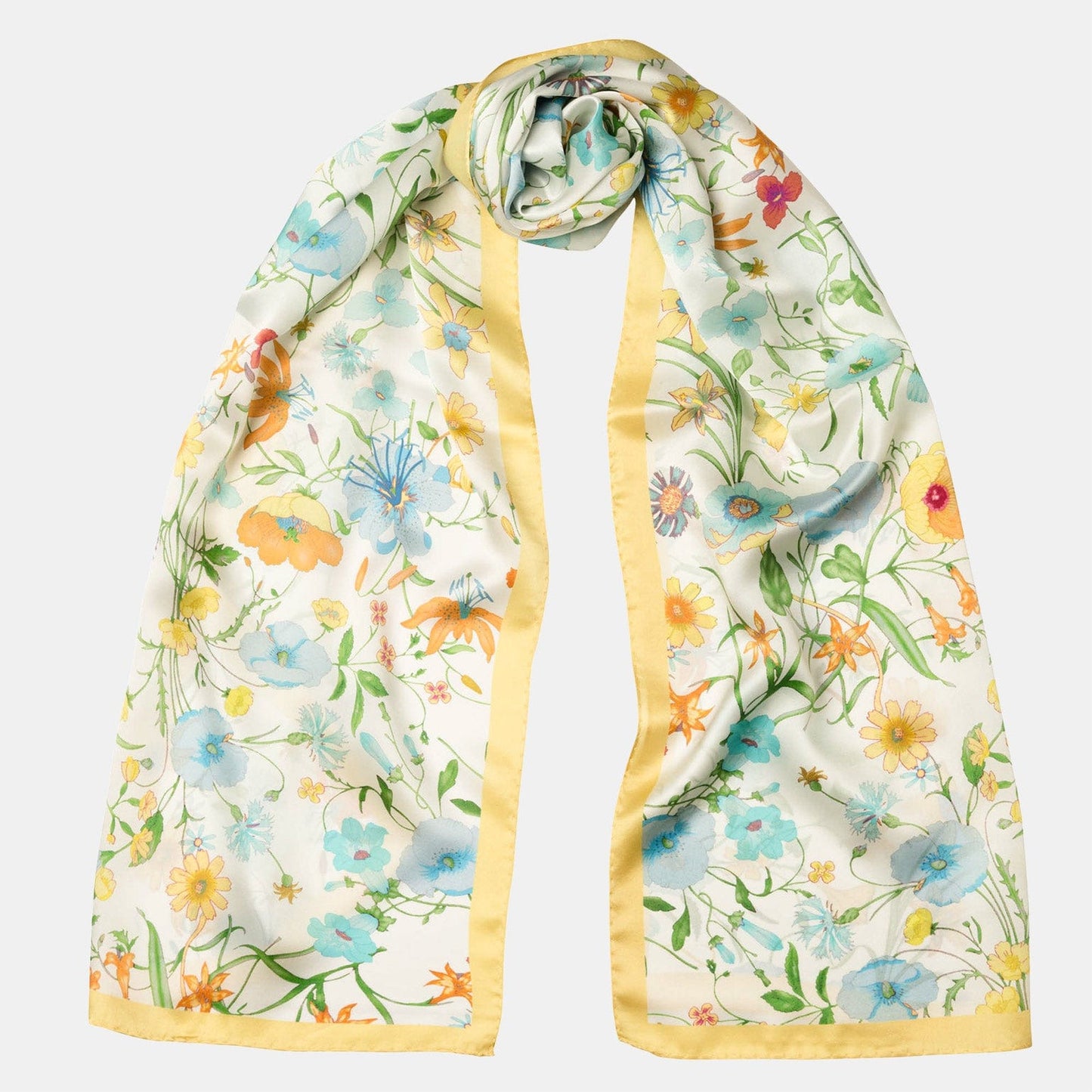 Primavera - Long Silk Scarf - Yellow