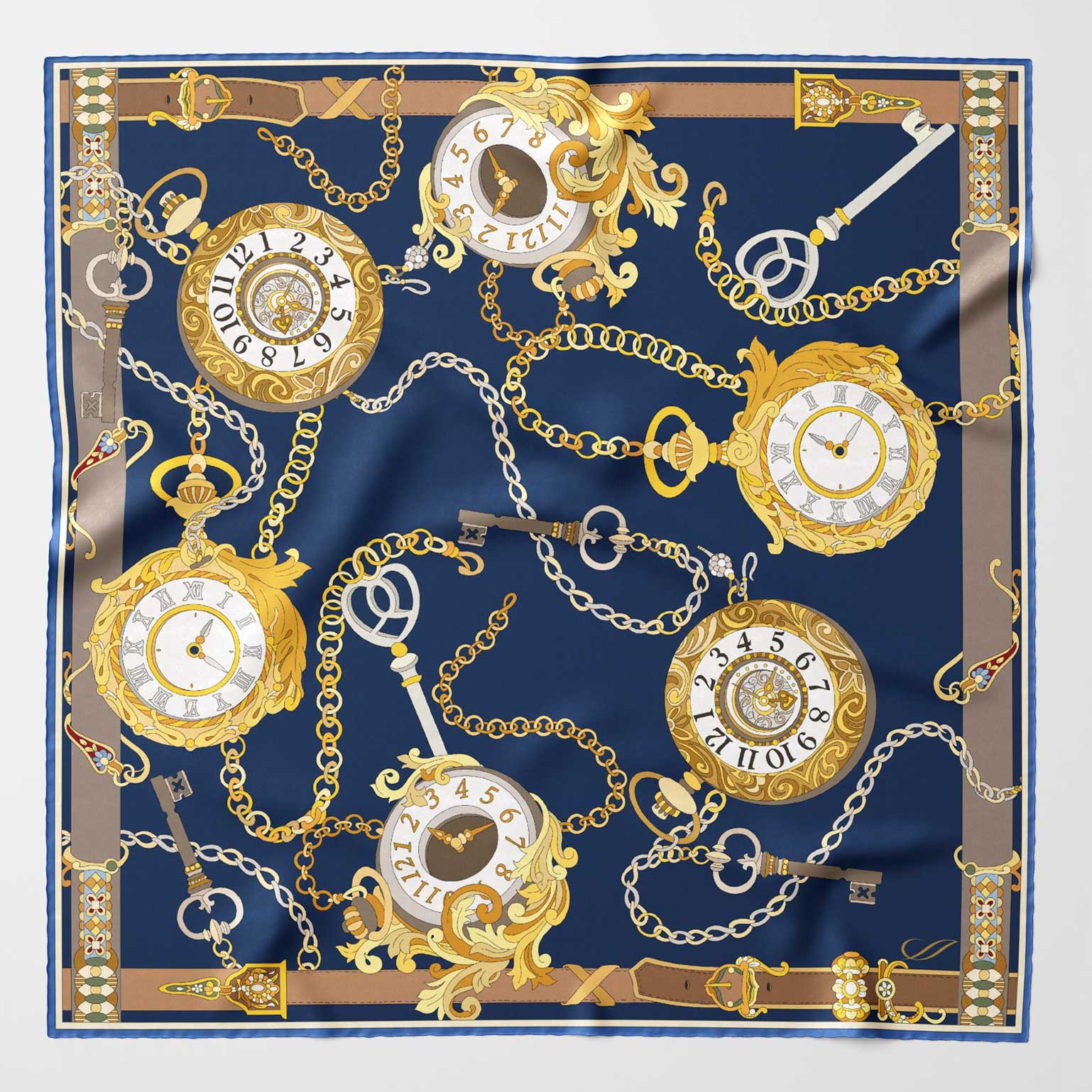 Like Clockwork - Silk Pocket Square - Navy - My Men's Shop