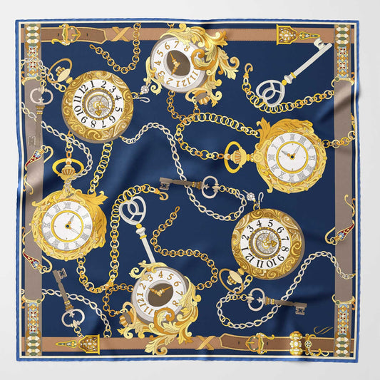 Like Clockwork - Silk Pocket Square - Navy - My Men's Shop