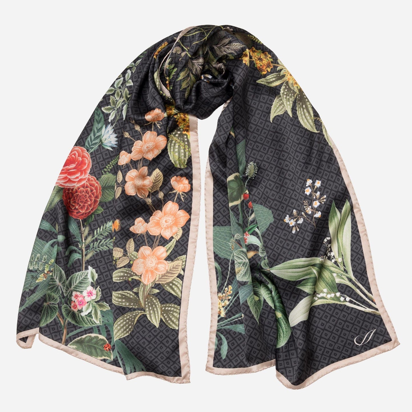 Sara - Long Silk Scarf - Black