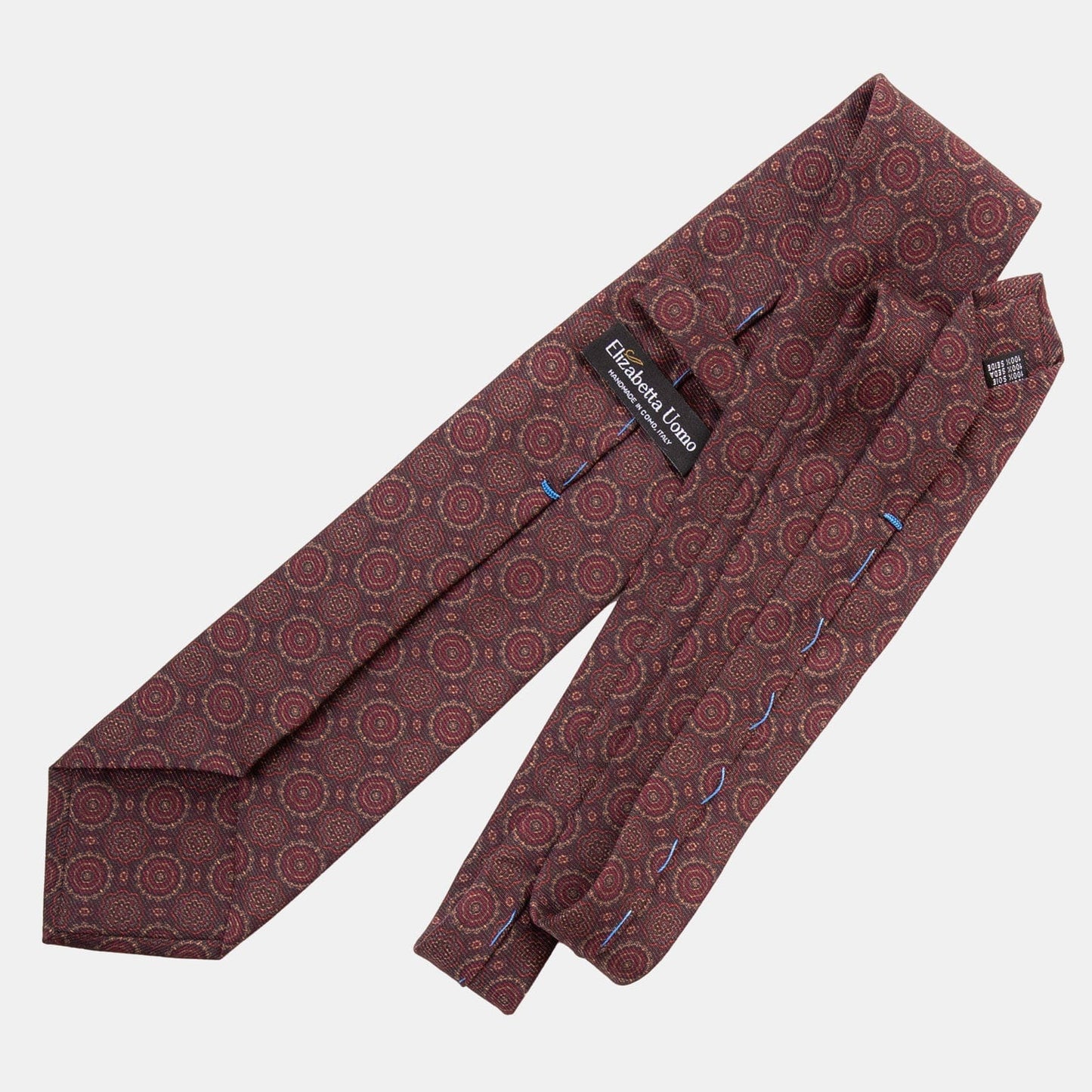 Moretti - Printed Madder Silk Tie - Brown & Burgundy - My Men's Shop