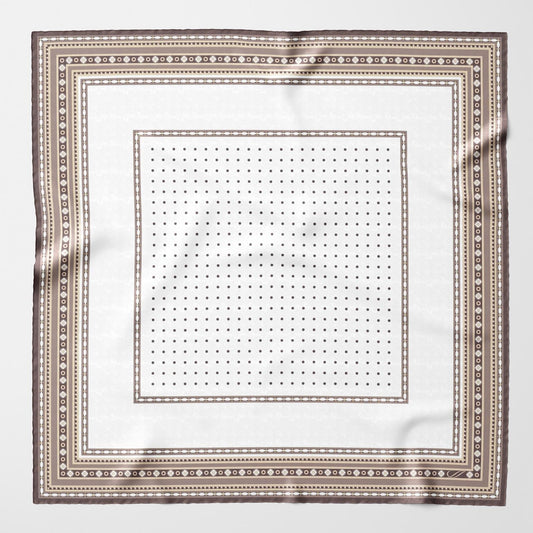 Verona - Silk Neckerchief - White & Sand - My Men's Shop