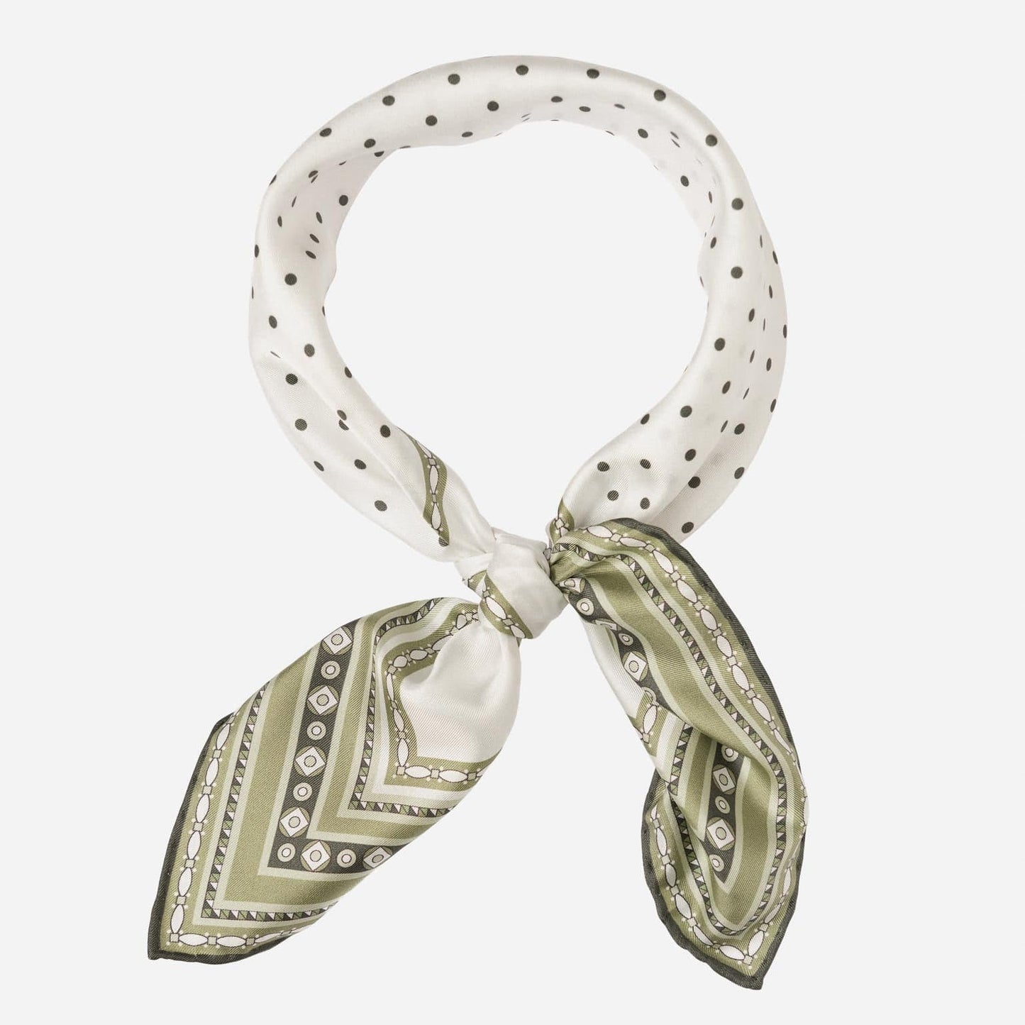 Verona - Silk Neckerchief - White & Sage - My Men's Shop