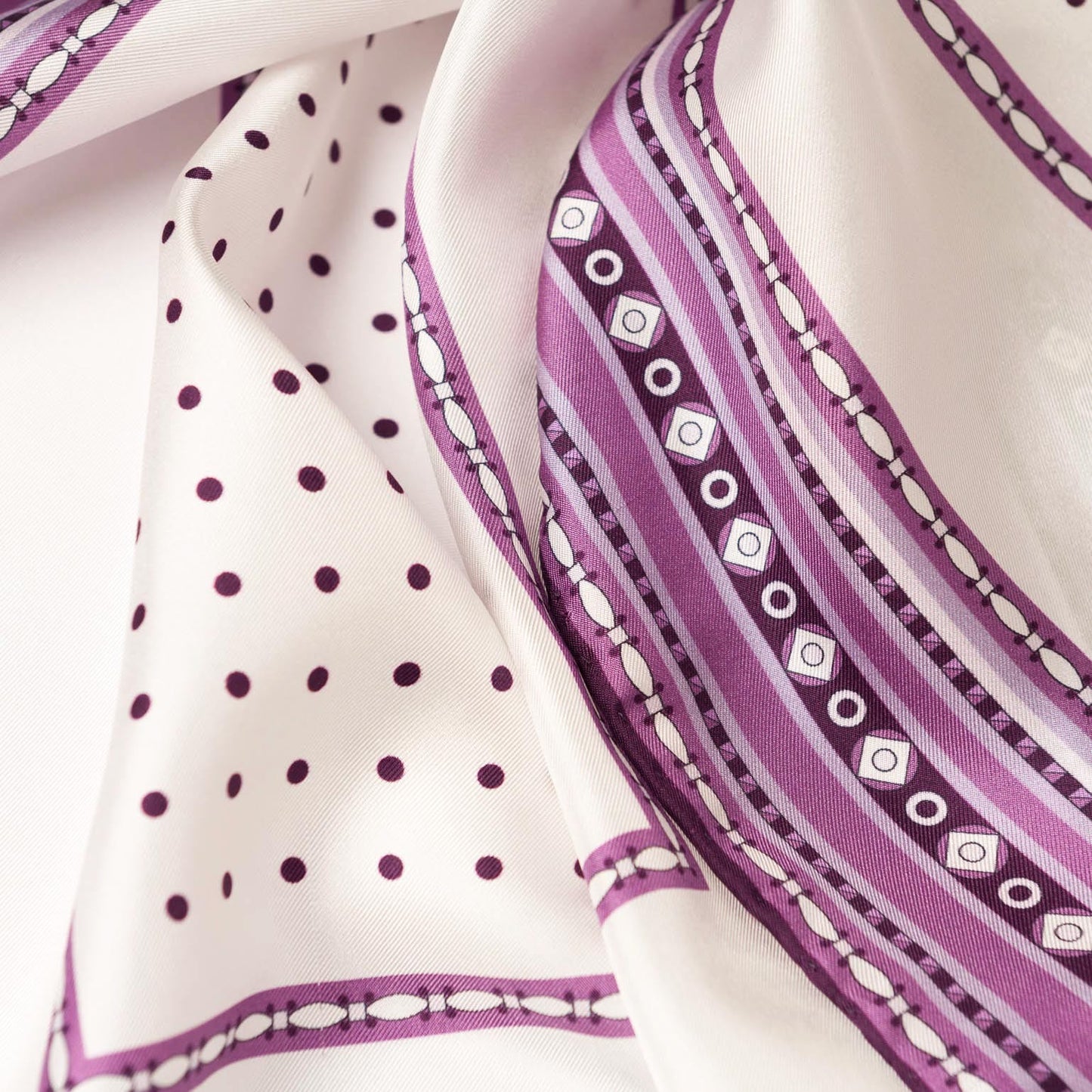 Verona - Silk Neckerchief - White & Lilac - My Men's Shop