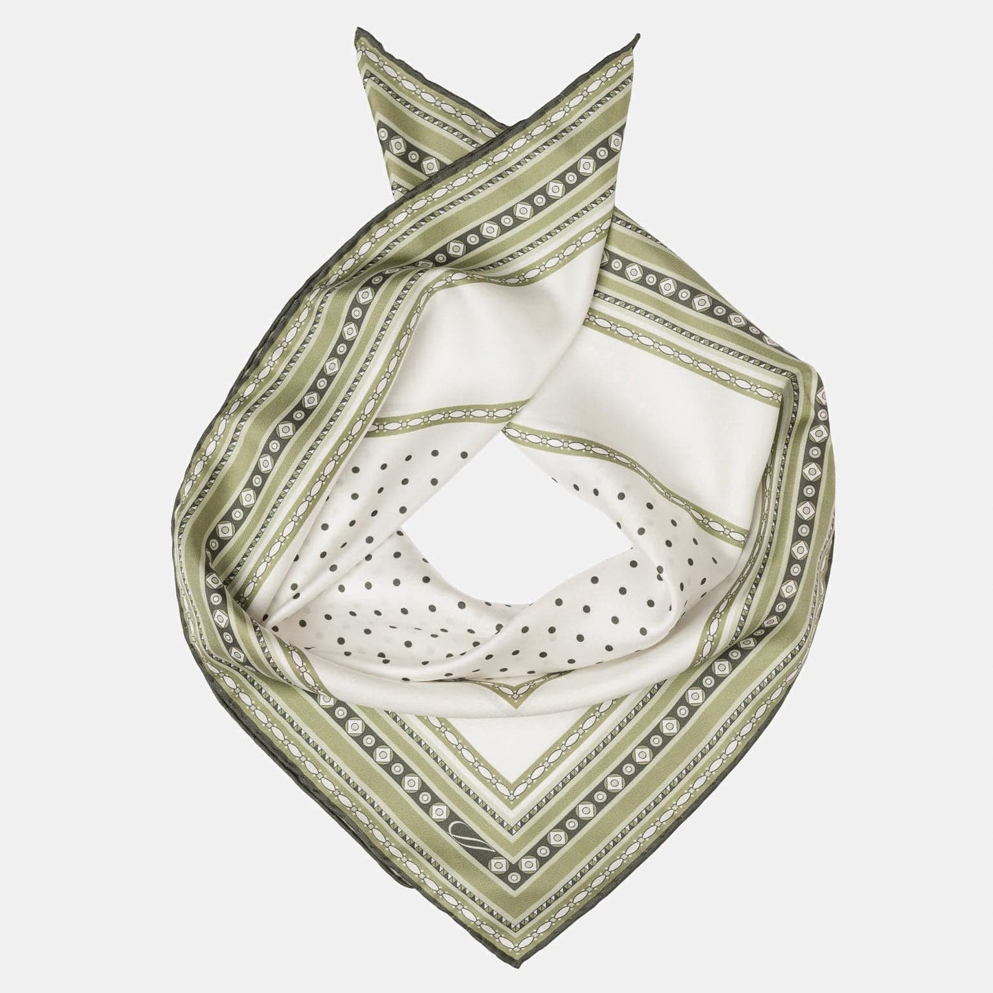 Verona - Silk Neckerchief - White & Sage - My Men's Shop