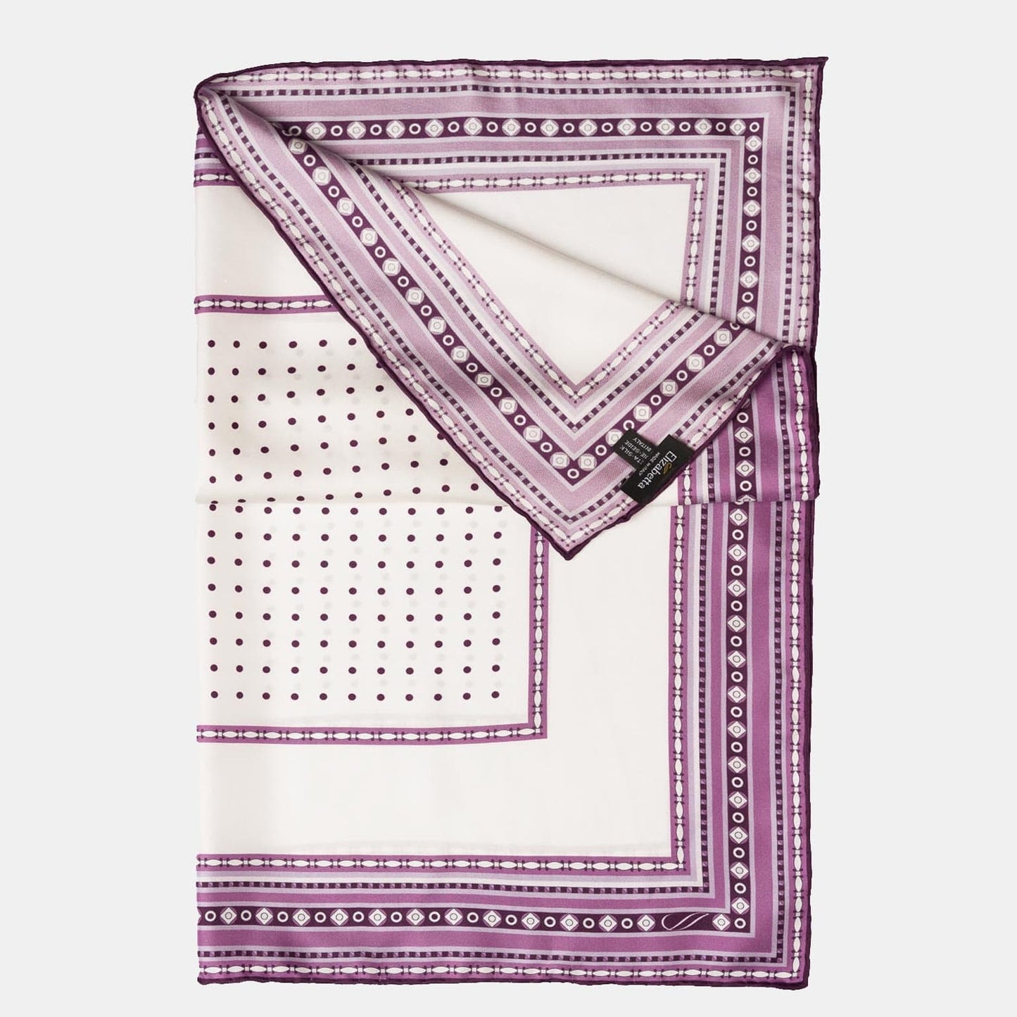 Verona - Silk Neckerchief - White & Lilac - My Men's Shop