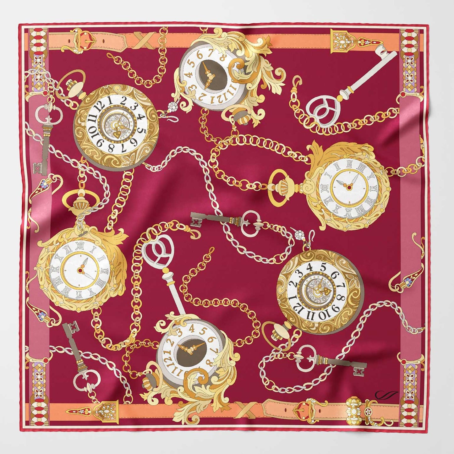 Like Clockwork - Silk Pocket Square - Cerise - My Men's Shop