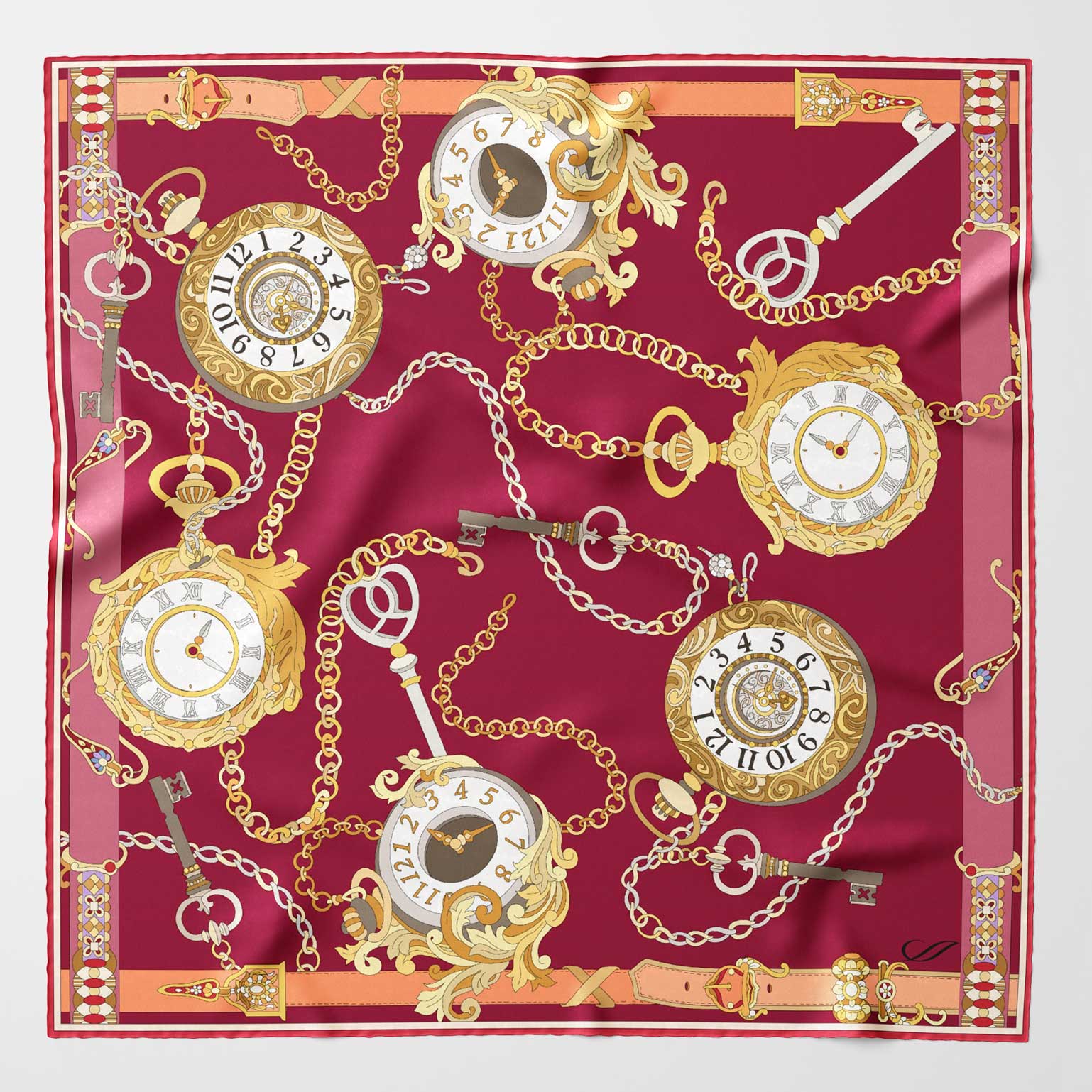 Like Clockwork - Silk Pocket Square - Cerise - My Men's Shop
