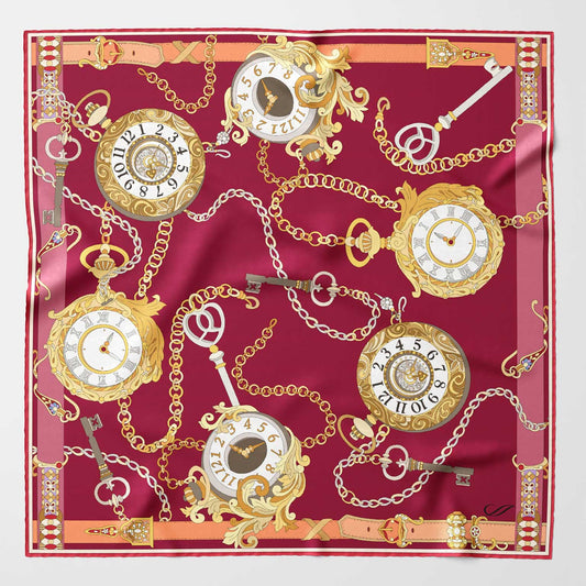 Like Clockwork - Silk Pocket Square - Cerise - My Men's Shop