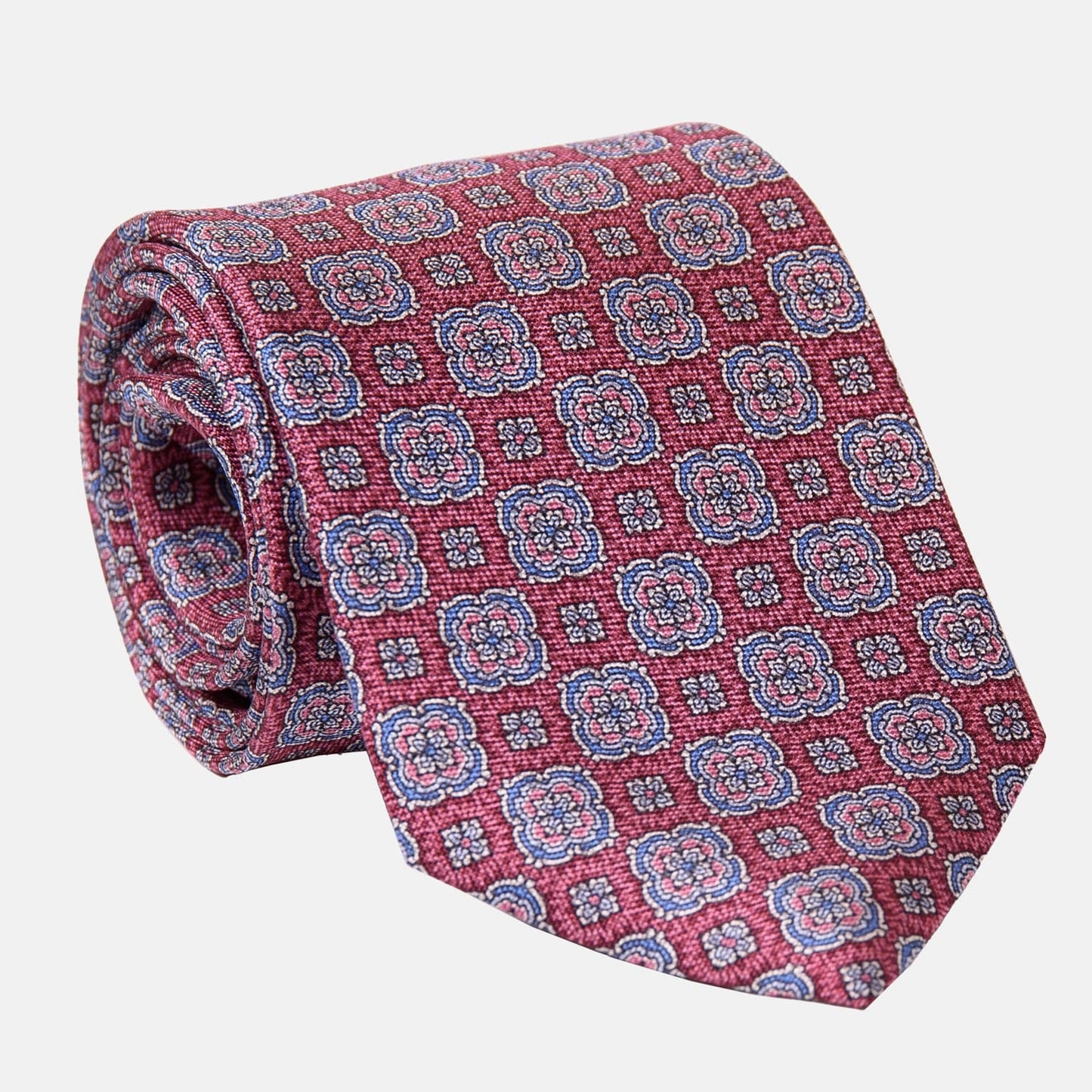 Veneto - Printed Silk Tie - Claret Red