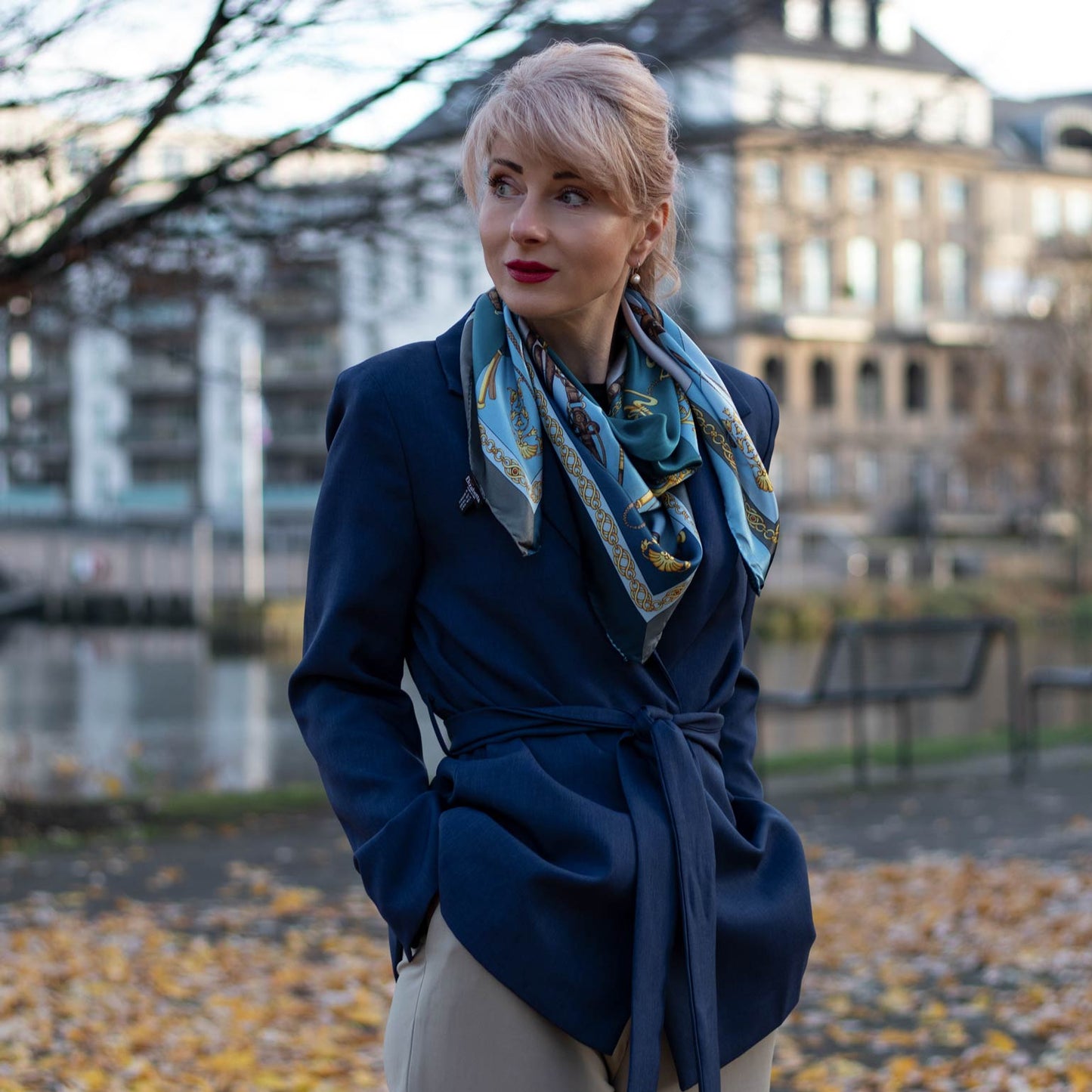 Gabriella - Silk Foulard - Azure