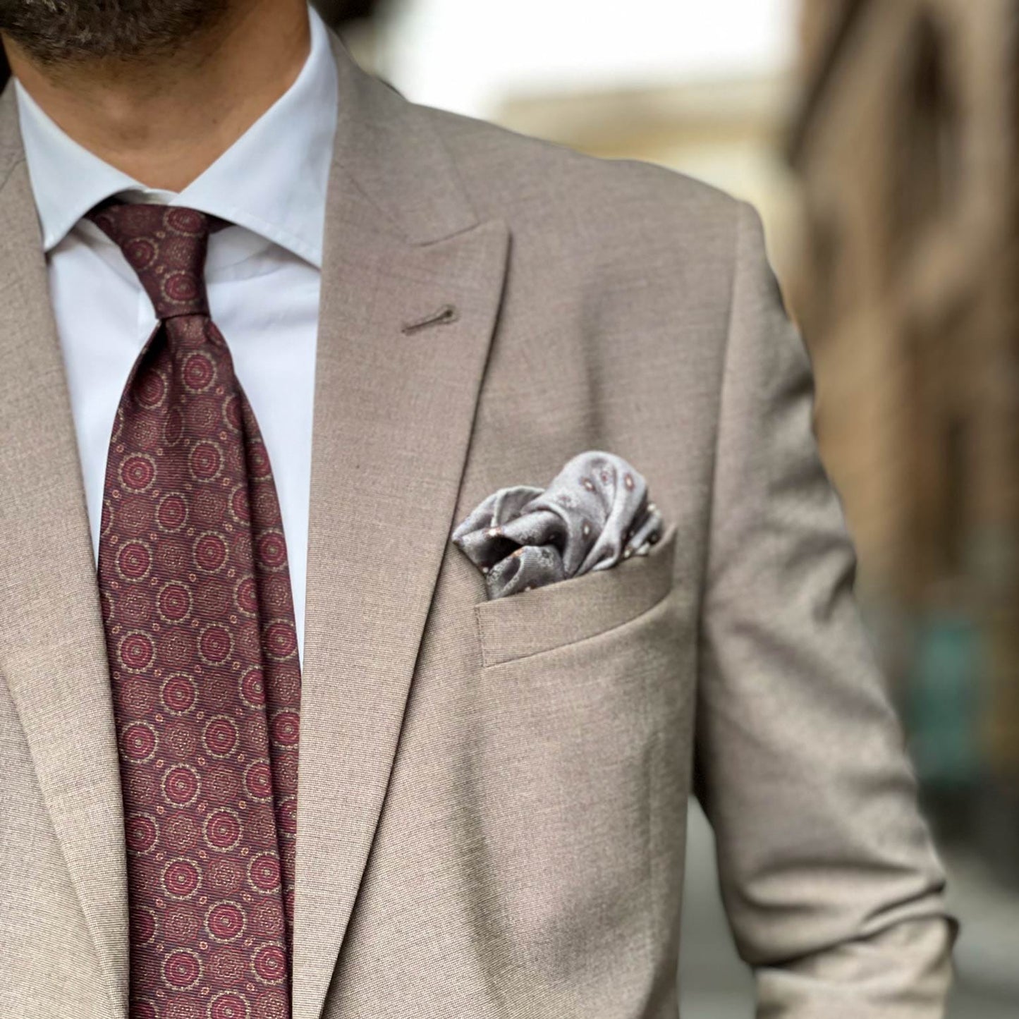 Moretti - Printed Madder Silk Tie - Brown & Burgundy - My Men's Shop