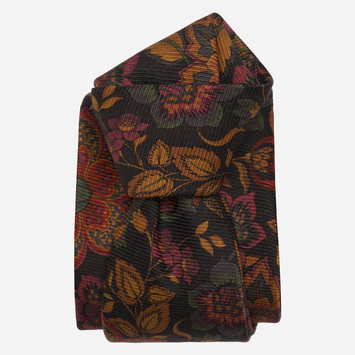 Calvino - Printed Madder Silk Tie - Black
