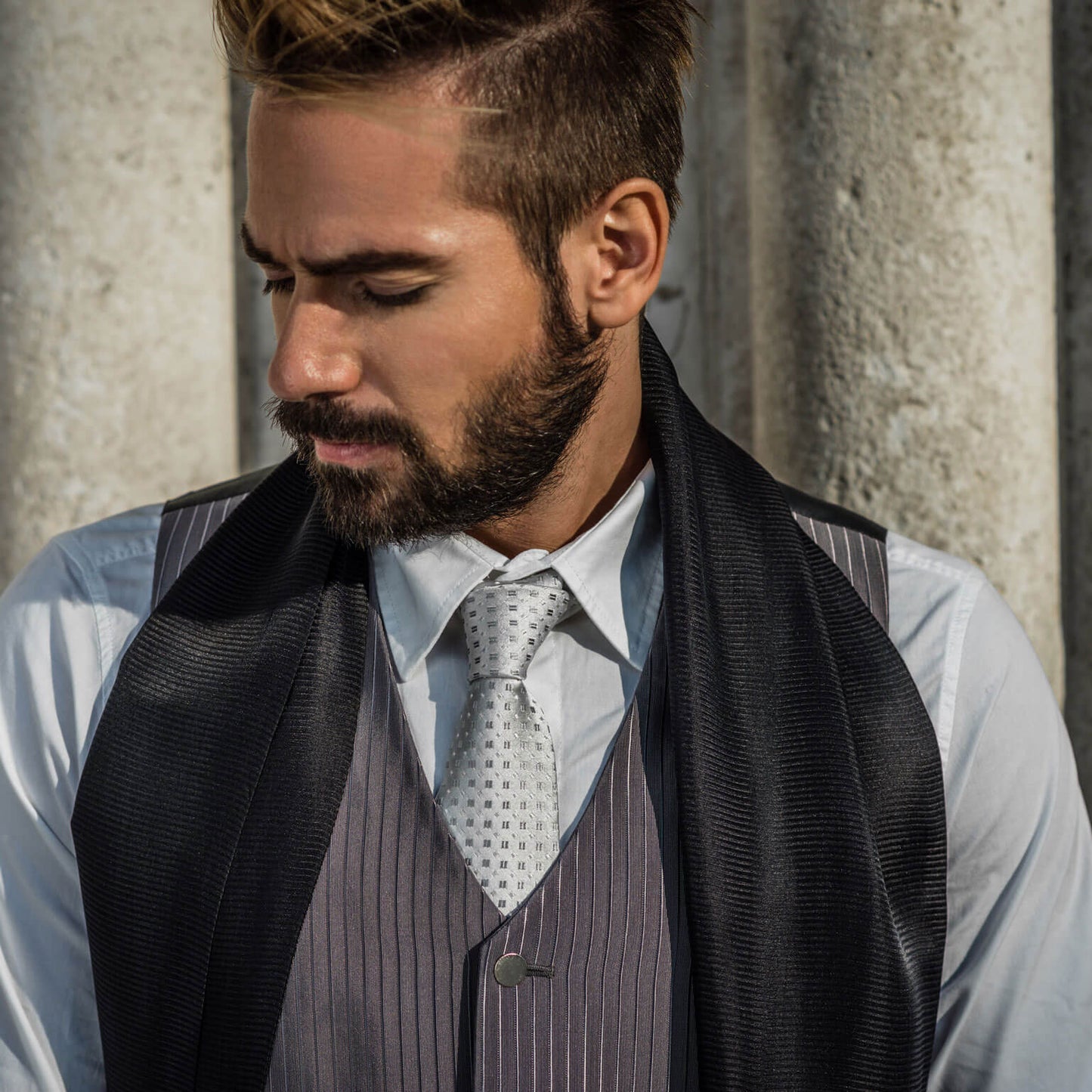 Barbera - Silk Jacquard Tie - Silver - My Men's Shop