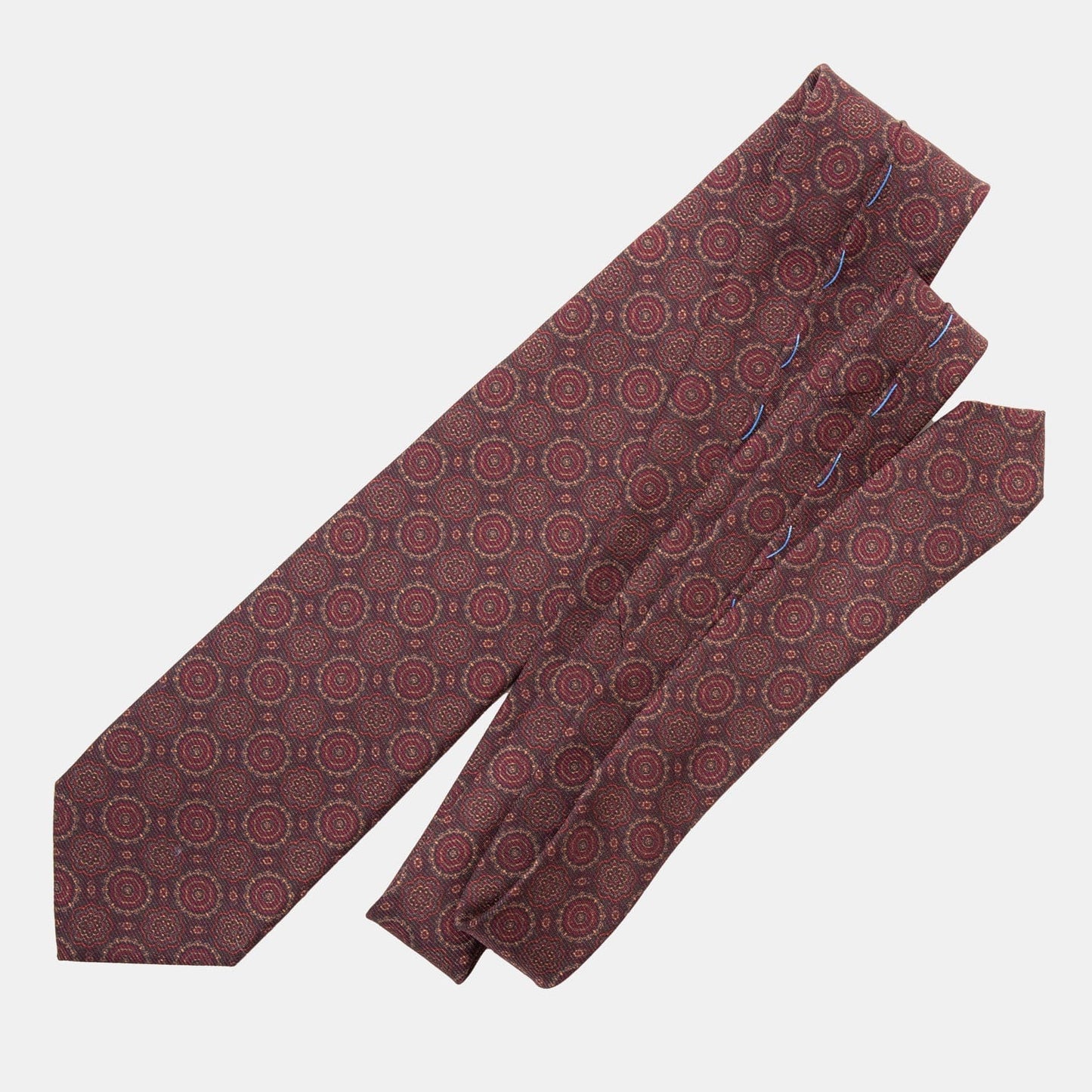 Moretti - Printed Madder Silk Tie - Brown & Burgundy - My Men's Shop