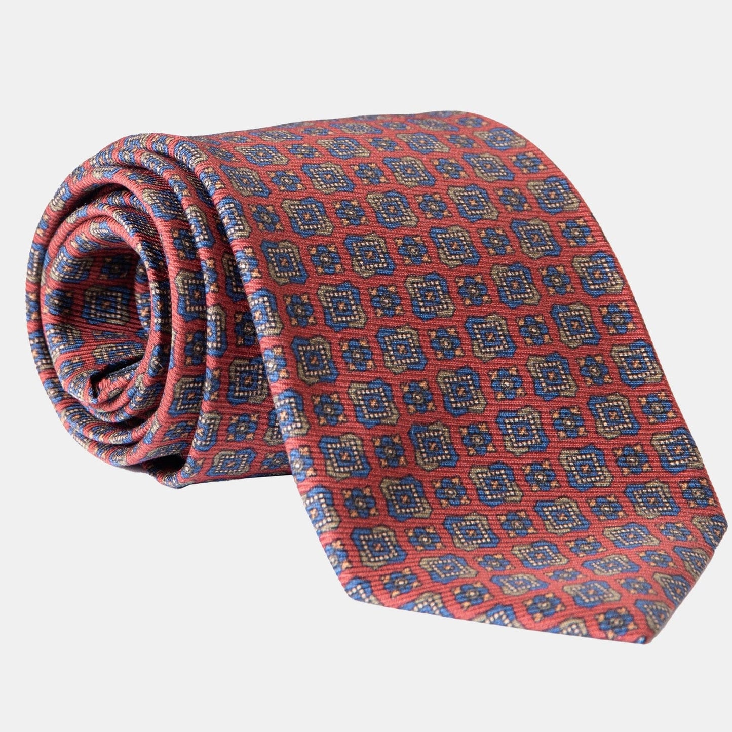 Parma - Printed Madder Silk Tie - Barn Red - My Men's Shop