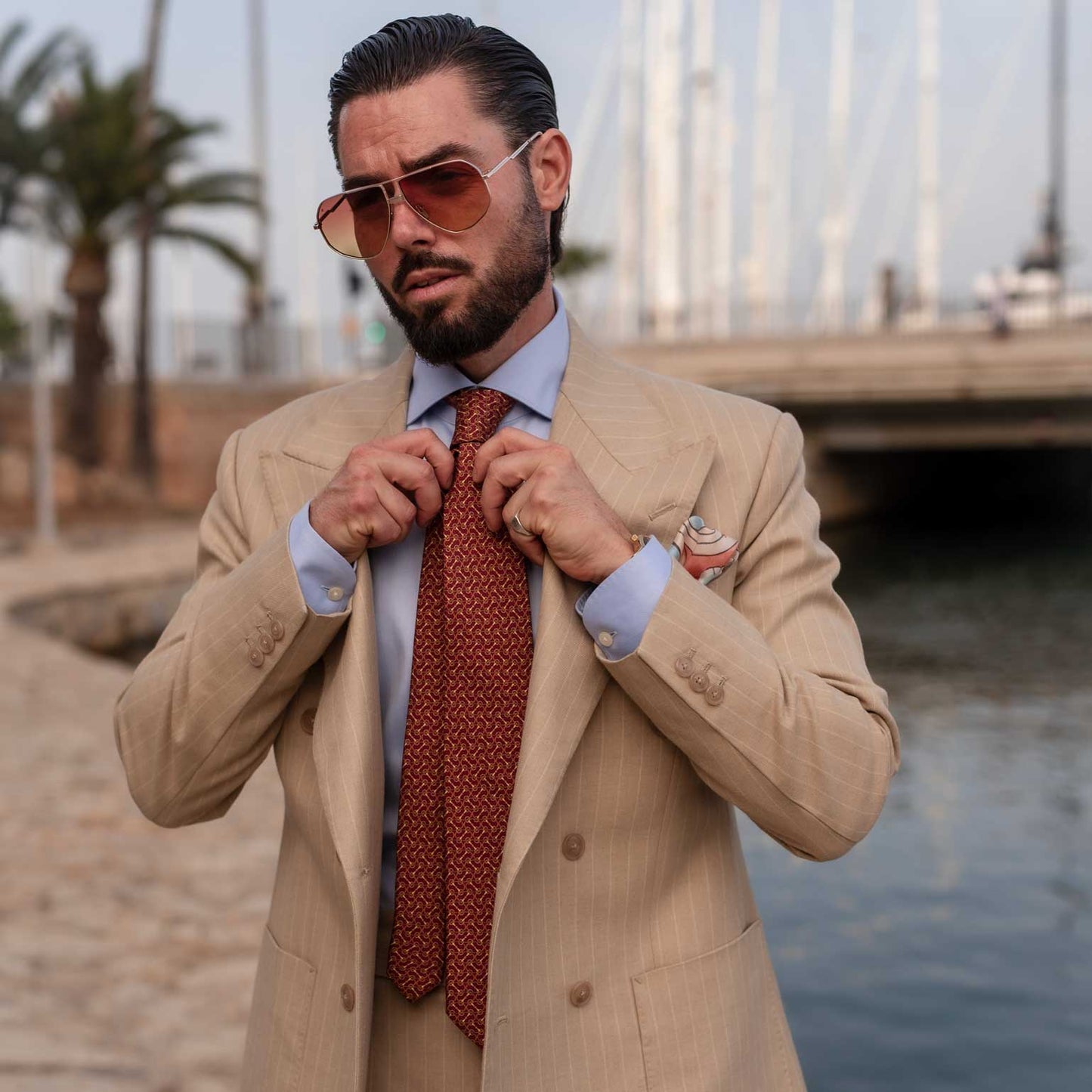 Palio - Printed Silk Tie - Burgundy