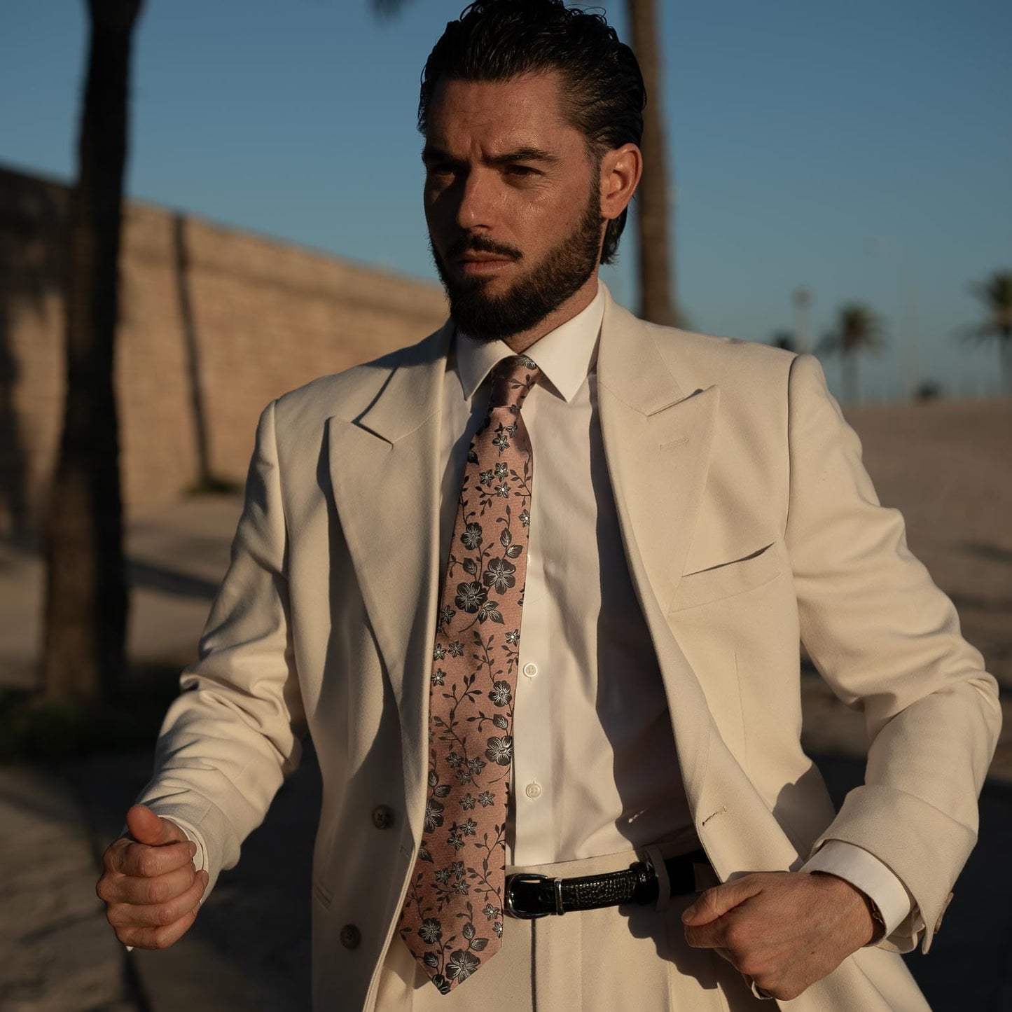 Silvio - Silk Jacquard Tie - Dusty Rose - My Men's Shop