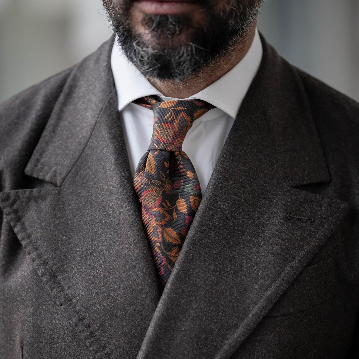 Calvino - Printed Madder Silk Tie - Black