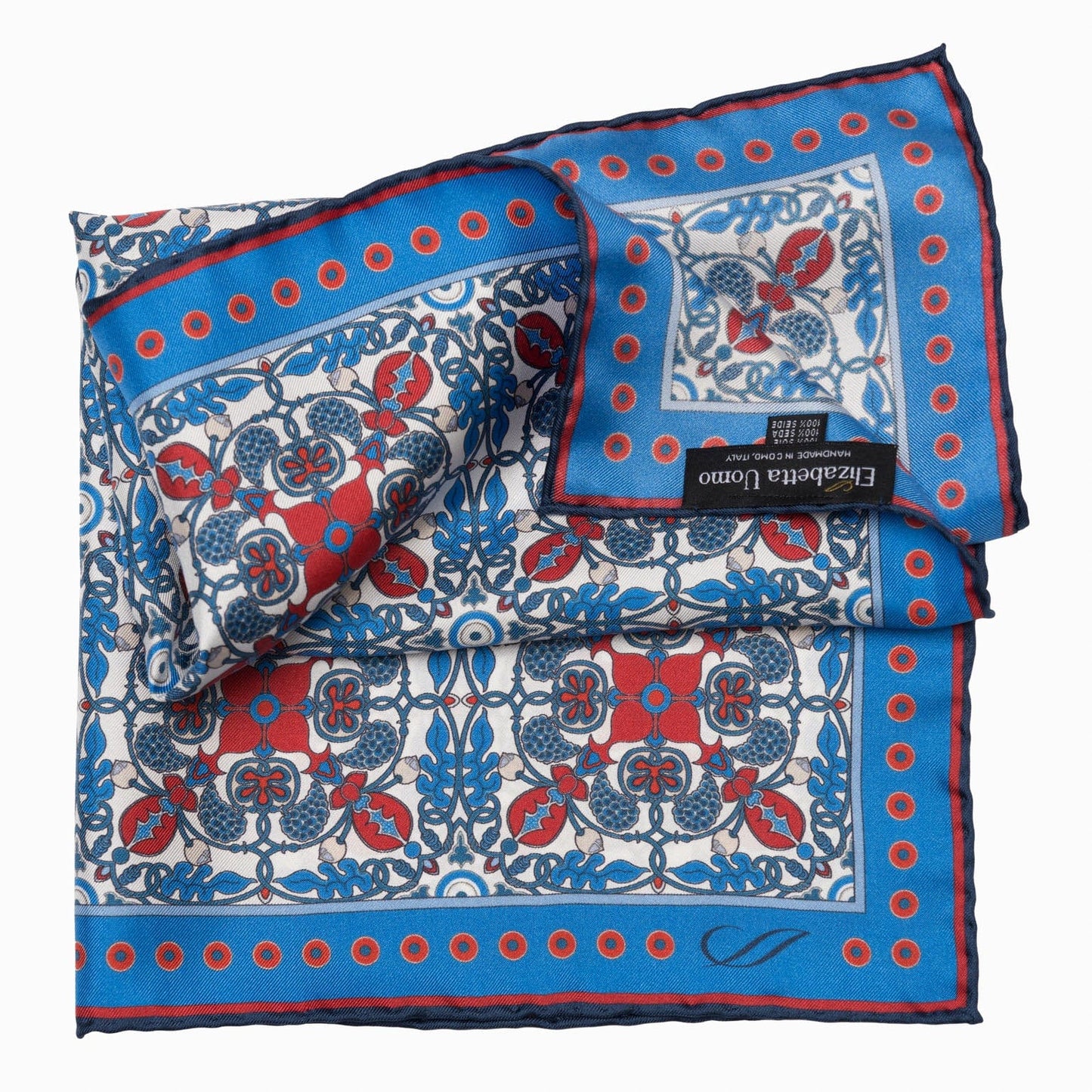 Nebbiolo - Silk Pocket Square - Blue and Red - My Men's Shop