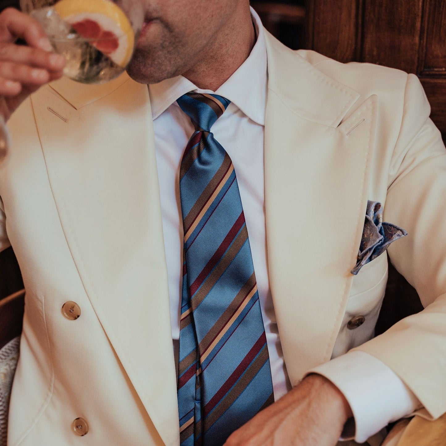 Battisti - Silk Jacquard Tie - Steel Blue - My Men's Shop