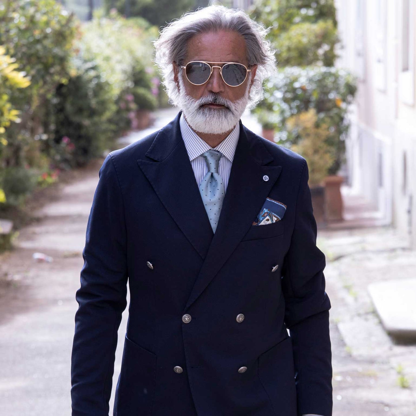 Martino - Silk Pocket Square - Blue - My Men's Shop