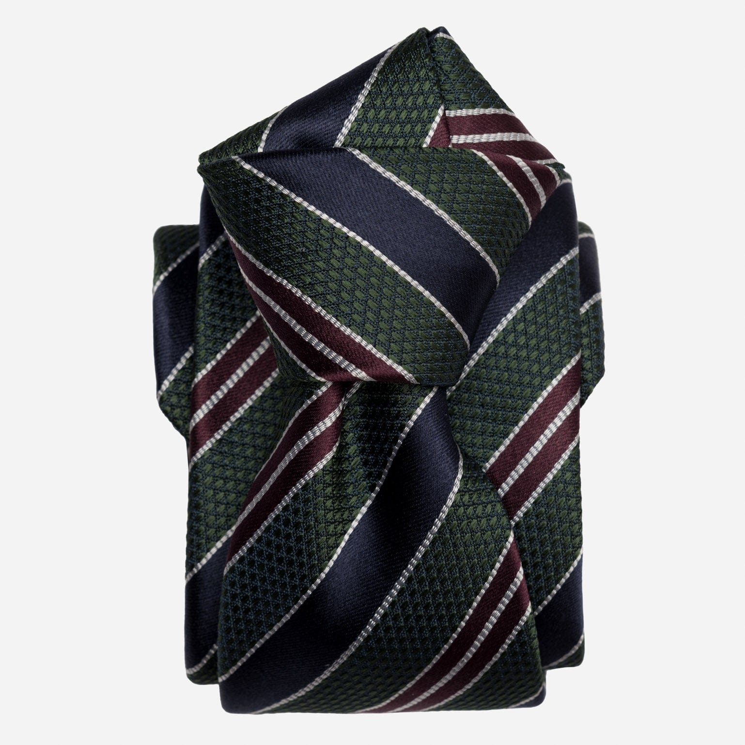 Vesuvio - Silk Jacquard Tie - Green and Navy - My Men's Shop