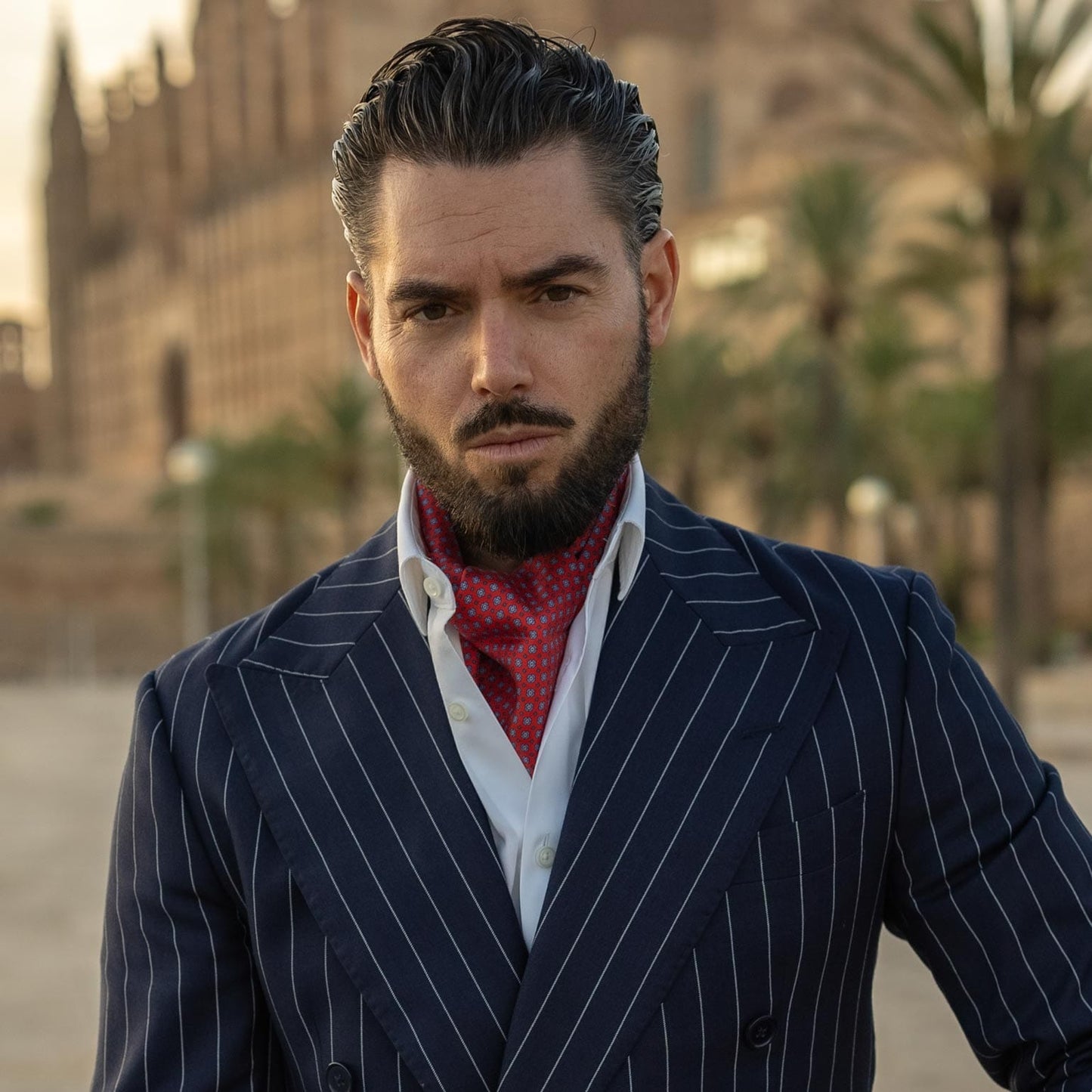 Navona - Silk Ascot Cravat Tie - Red - My Men's Shop