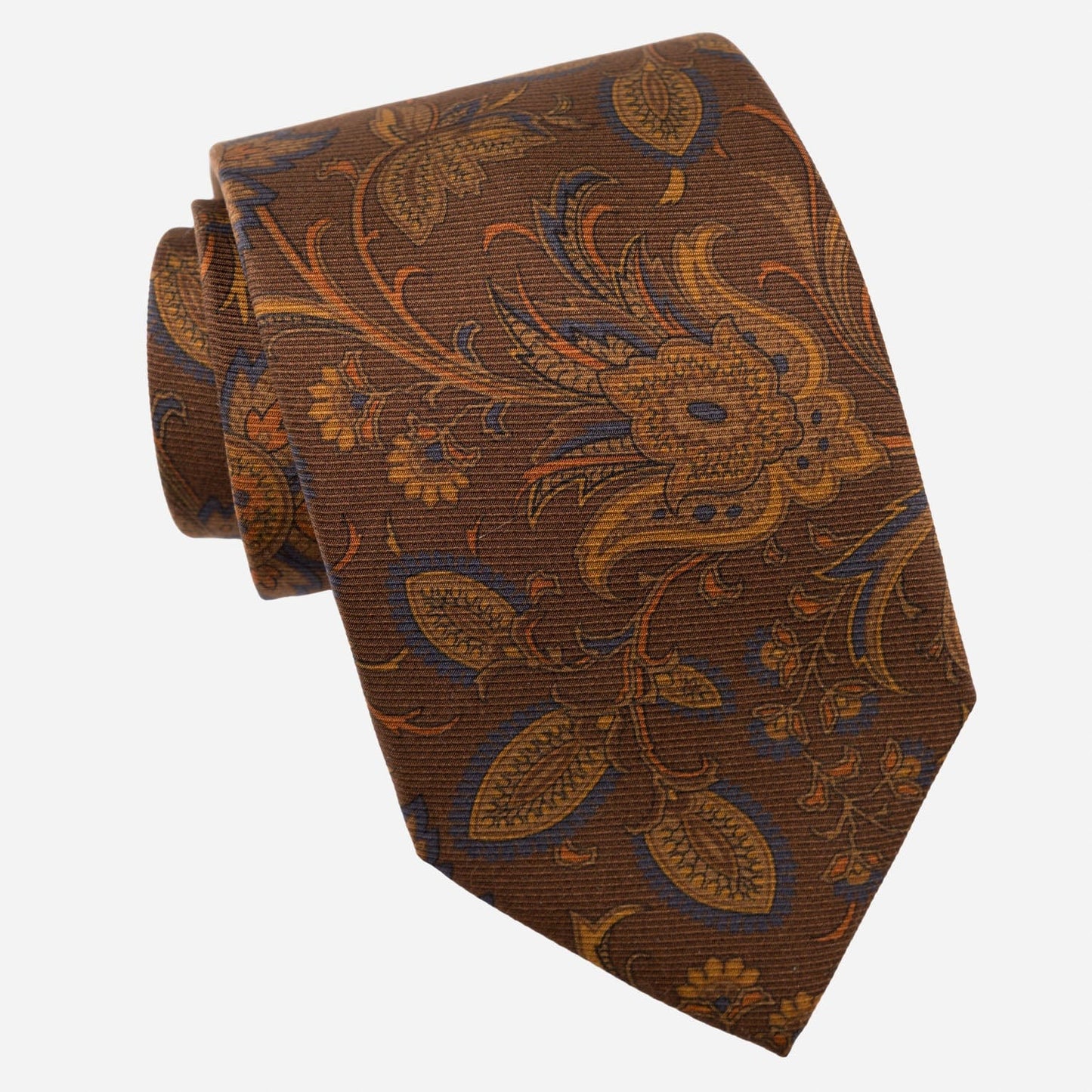 Borromeo - Printed Madder Silk Tie - Pecan Brown - My Men's Shop