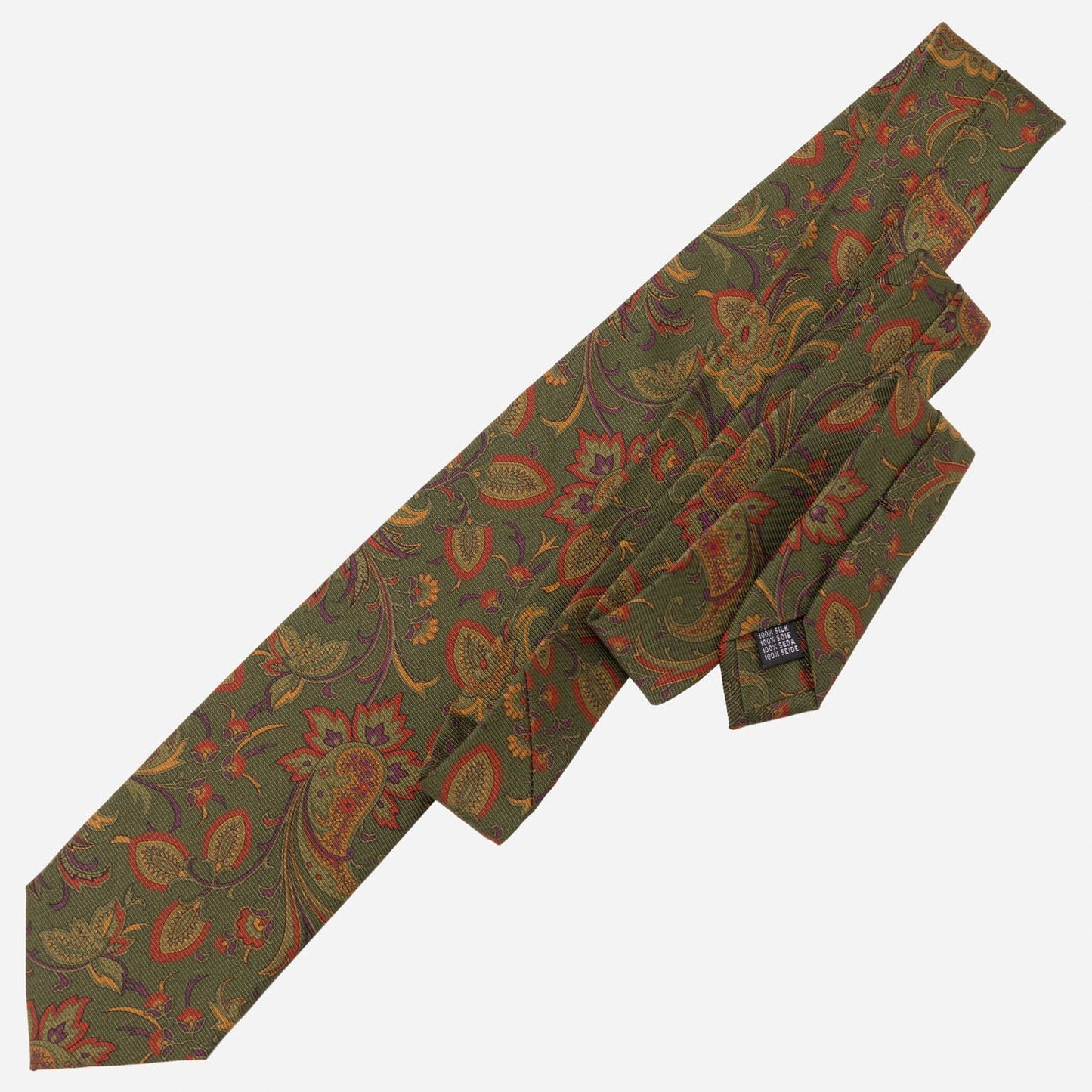 Borromeo - Printed Madder Silk Tie - Olive - My Men's Shop