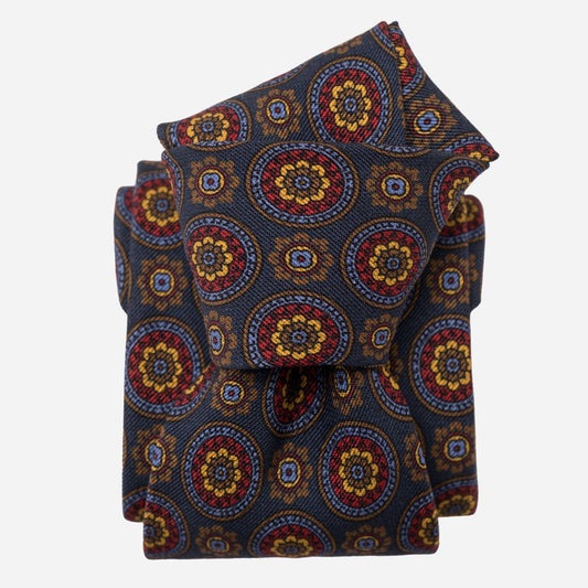 La Vigna - Printed Wool & Silk Tie - Navy - My Men's Shop