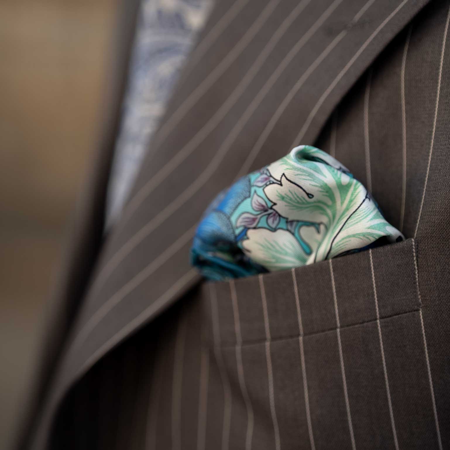 Londra - Silk Pocket Square - Blue and Mint - My Men's Shop