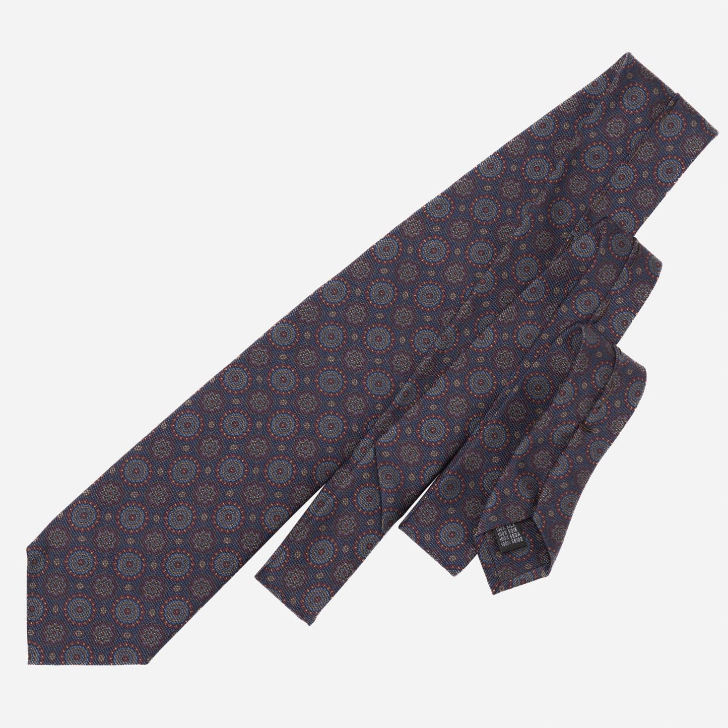 Moretti - Printed Madder Silk Tie - Navy & Burgundy - My Men's Shop
