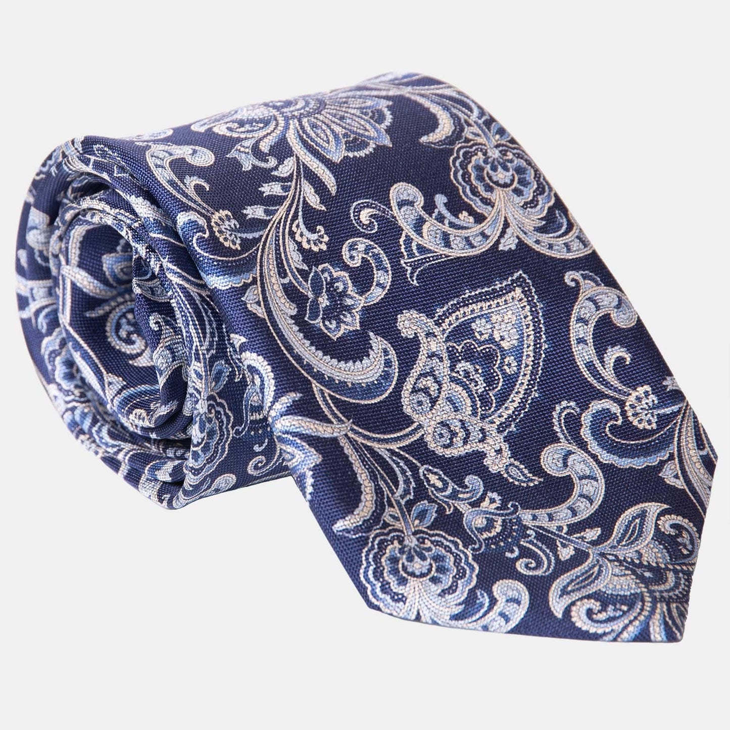 Novara - Printed Silk Tie - Navy - My Men's Shop