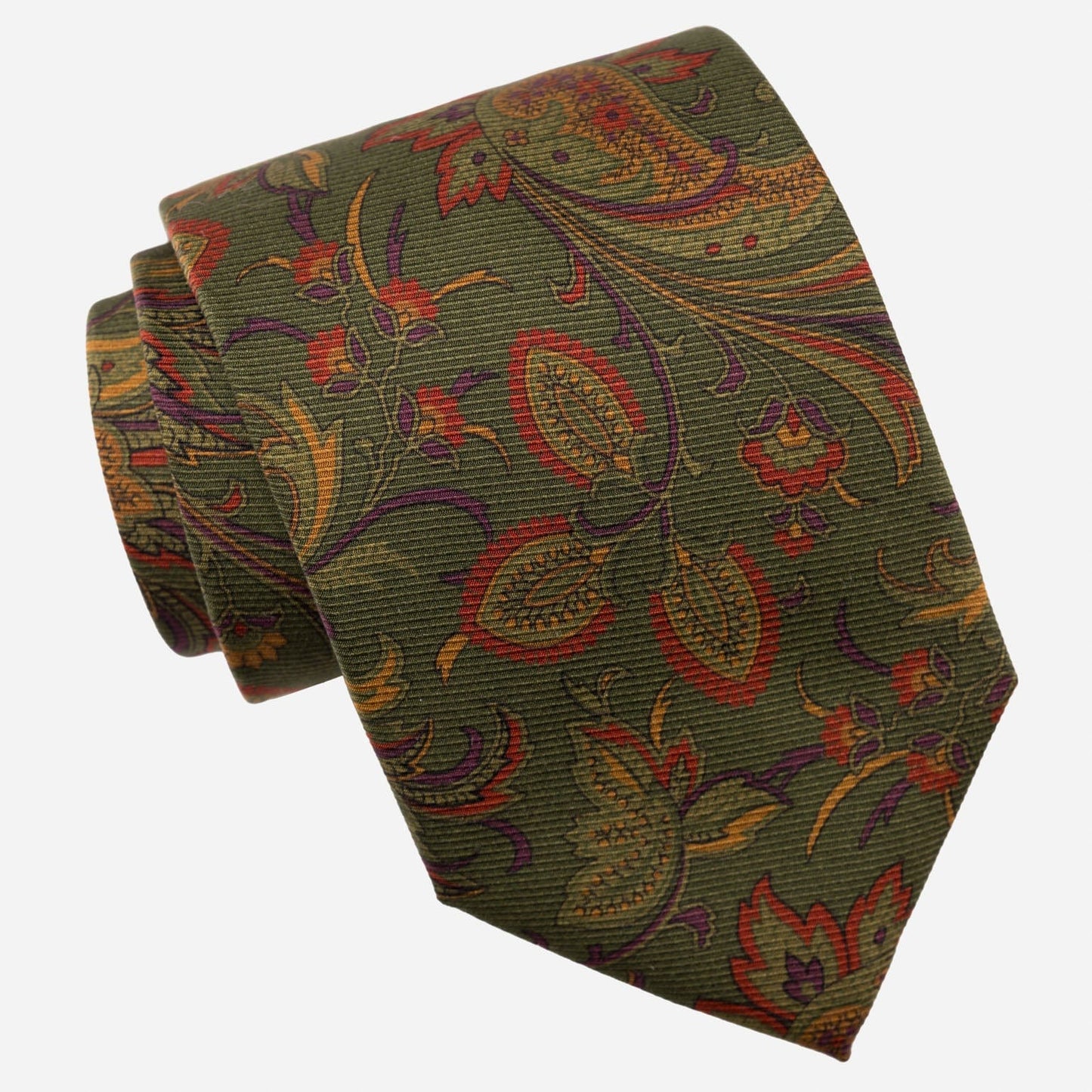 Borromeo - Printed Madder Silk Tie - Olive - My Men's Shop