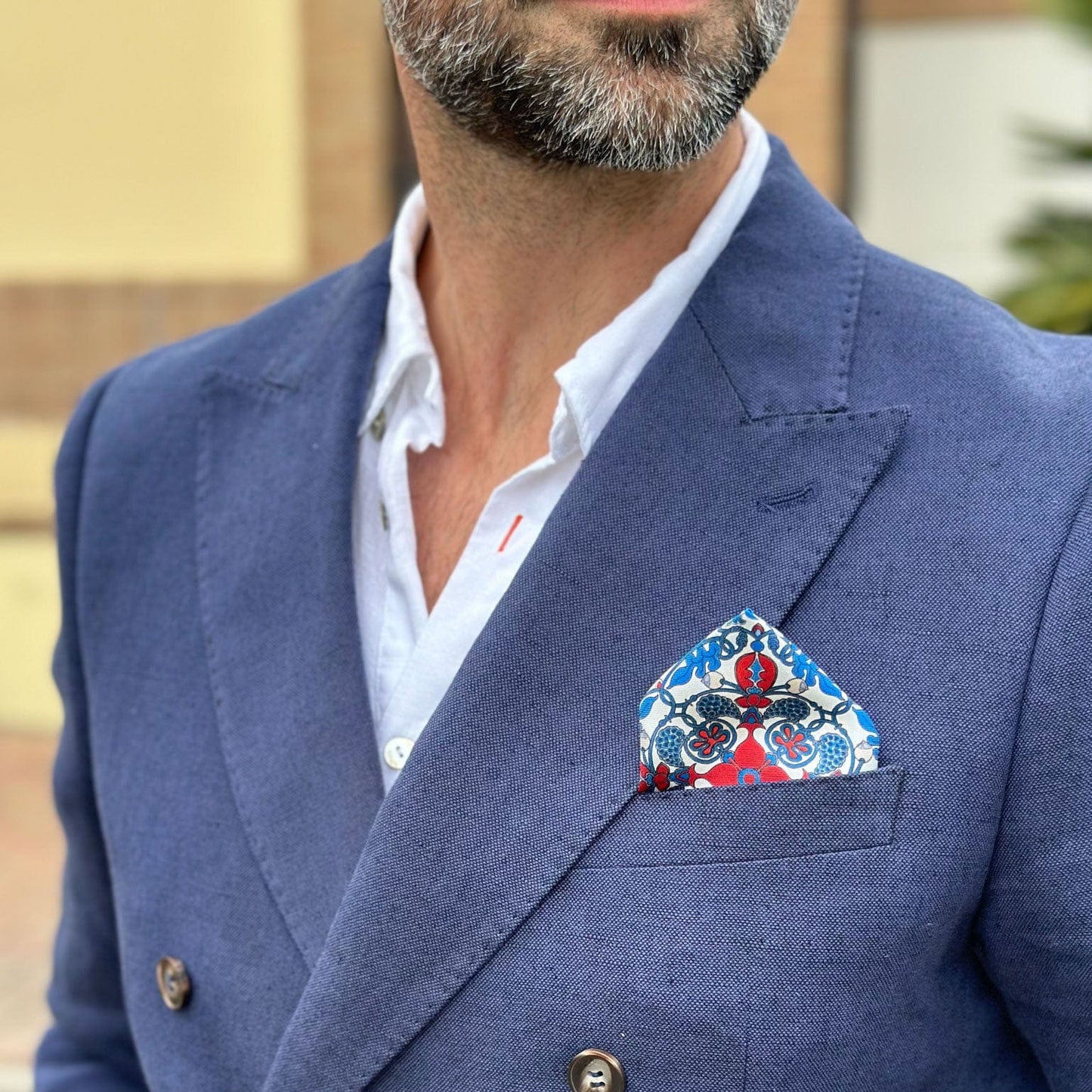 Nebbiolo - Silk Pocket Square - Blue and Red - My Men's Shop