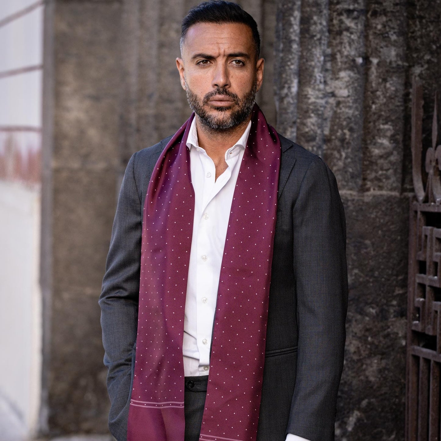 Savona - Slim Silk Scarf - Burgundy - My Men's Shop