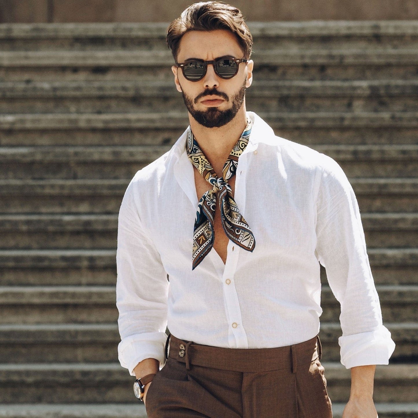 Capri - Silk Neckerchief - Yellow - My Men's Shop