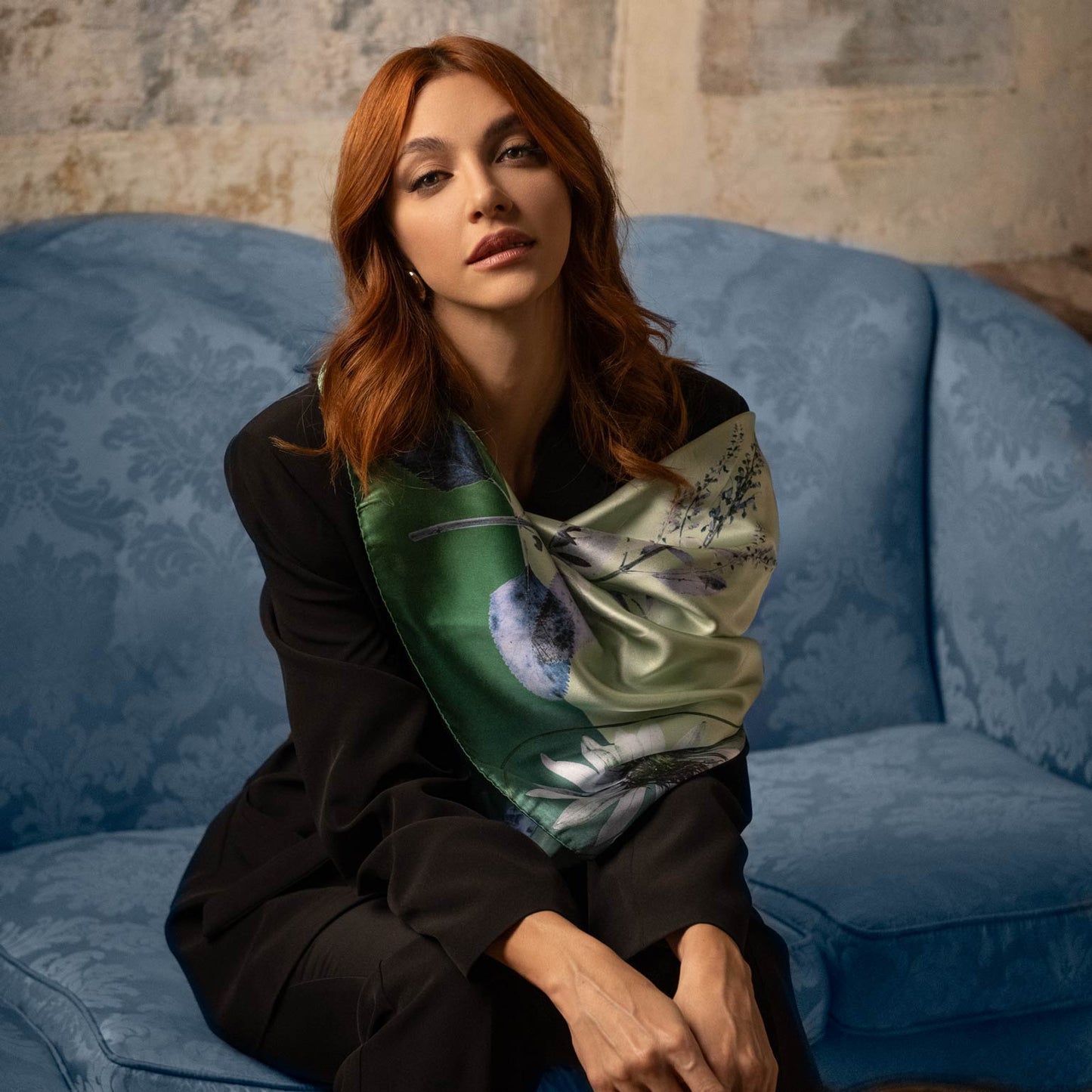 Cristina - Silk Foulard - Laurel Green