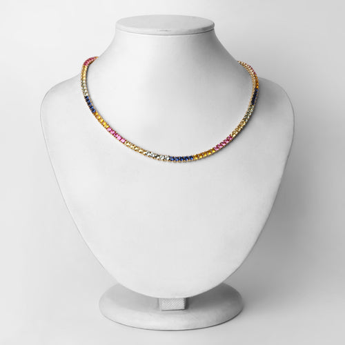 Collar de plata de ley .925 con múltiples zafiros creados de 11,65 quilates
