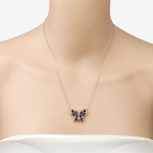 Collar de plata de ley .925 con zafiro azul auténtico de 2.16 quilates y circonitas blancas