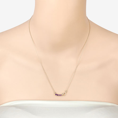 Collar de Plata Fina .925 con Amatista Genuina de 0.24 Quilates