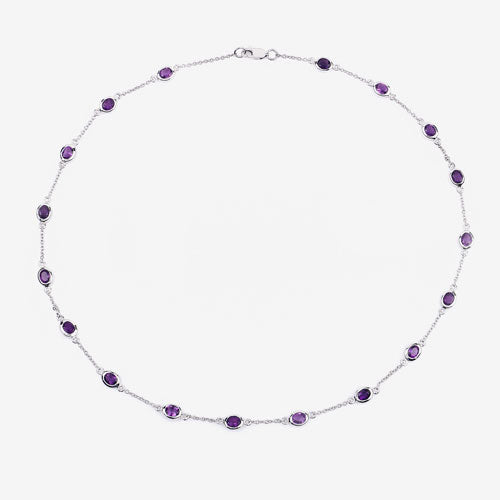 Collar de plata de ley .925 con amatista auténtica de 6.12 quilates