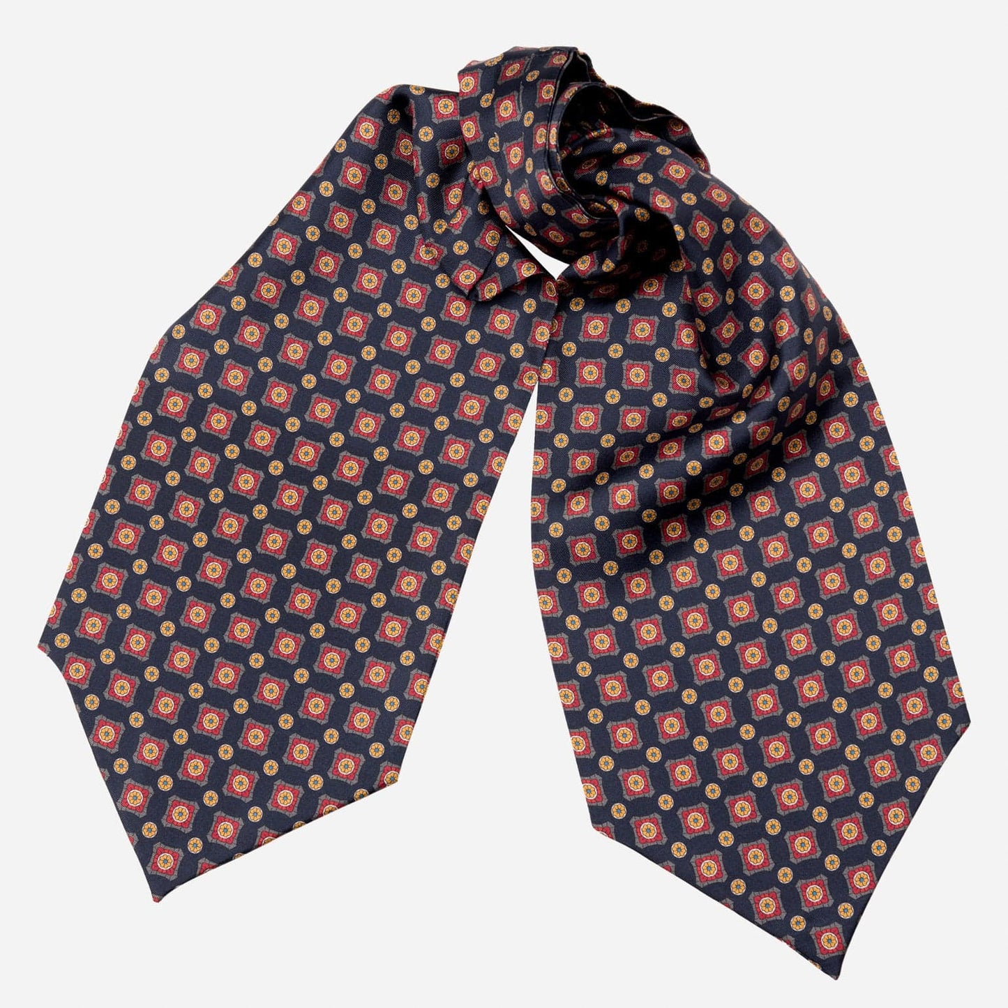 Barberini - Silk Ascot Cravat Tie - Navy and Red