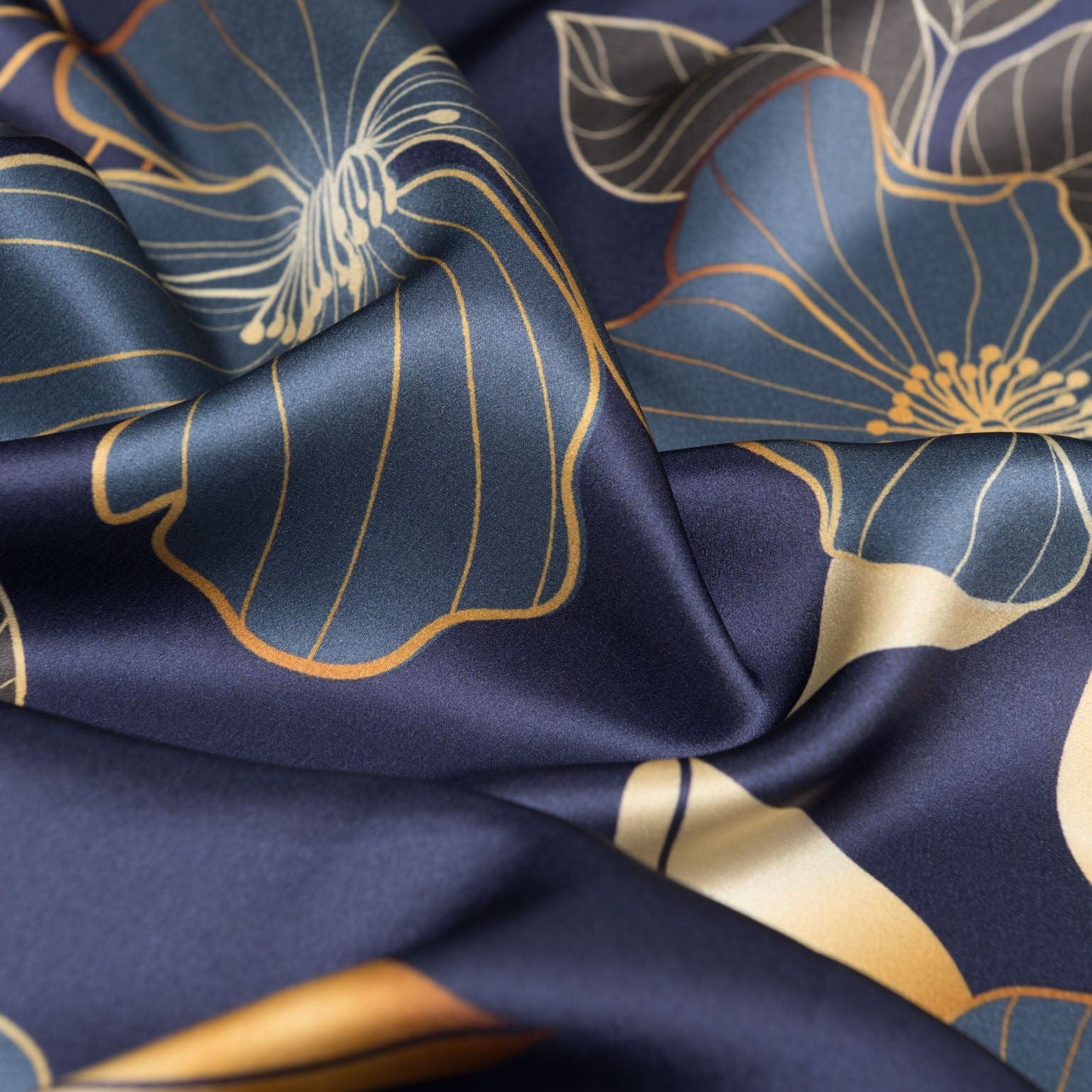 Laura - Silk Scarf Shawl - Navy
