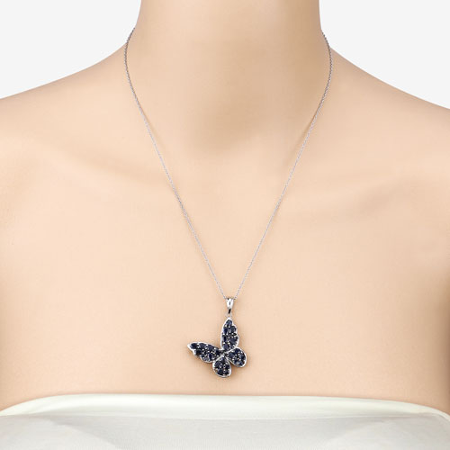 Colgante de plata de ley .925 con zafiro azul genuino de 4,36 quilates