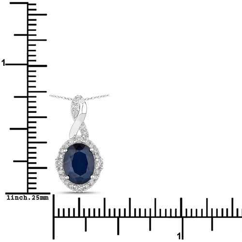 Colgante de oro blanco de 14K con zafiro azul genuino de 1,72 quilates y diamantes blancos