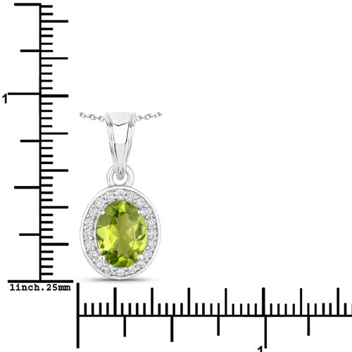 Colgante de plata de ley .925 con peridoto auténtico de 1,90 quilates y diamante creado en laboratorio